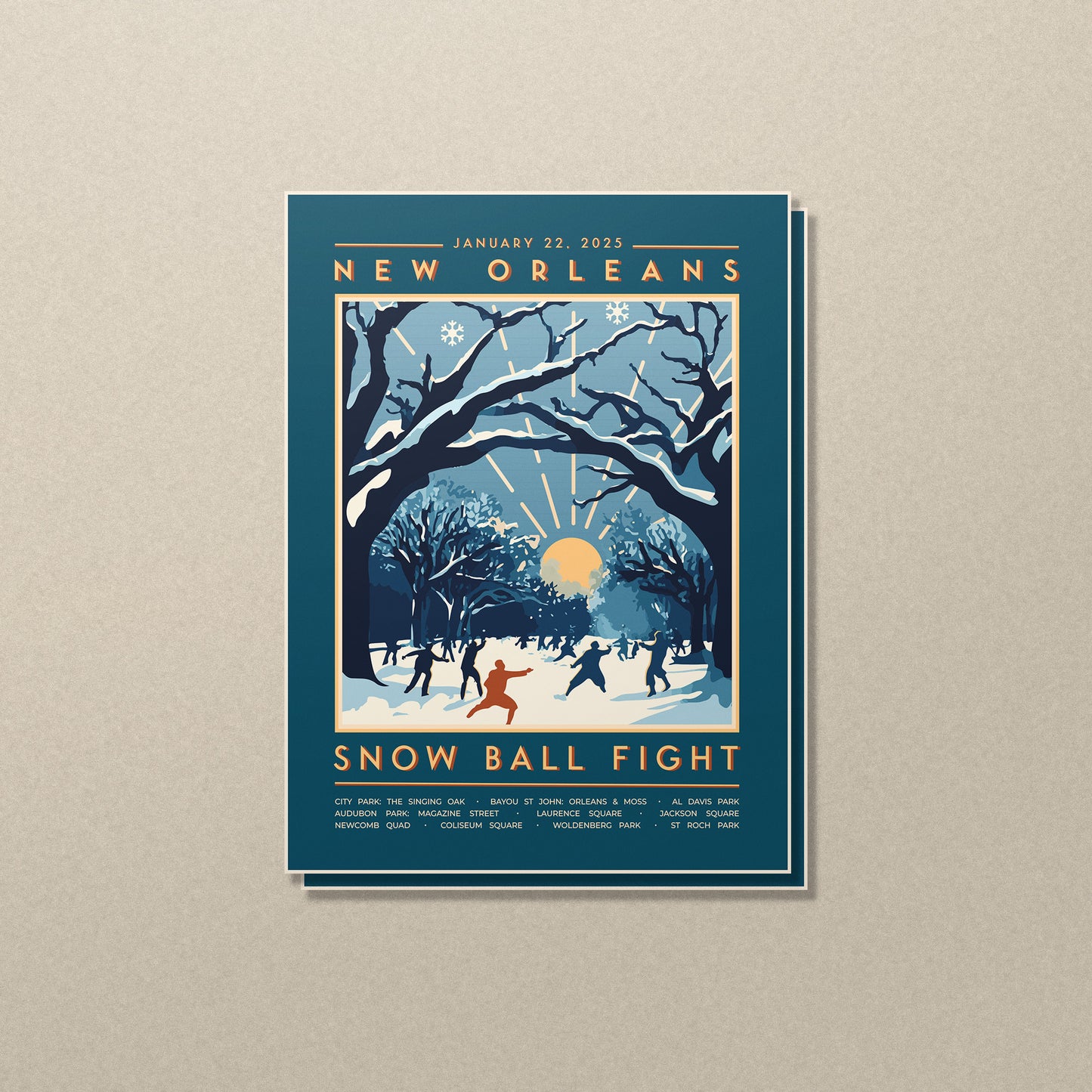 (Two Pack) Posters for The New Orleans Snow Ball Fight of 2025 (18" x 24")